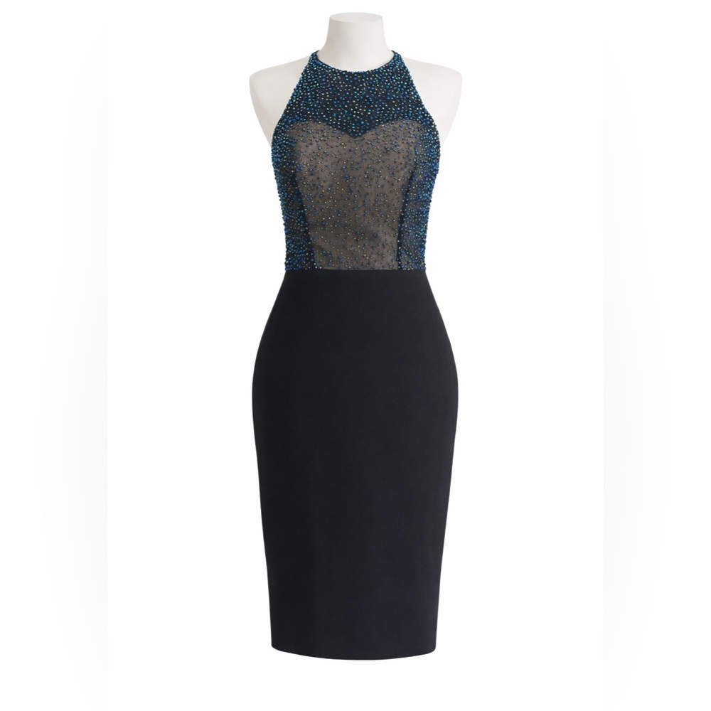 Vienna Prom Black and Blue Backless Dress